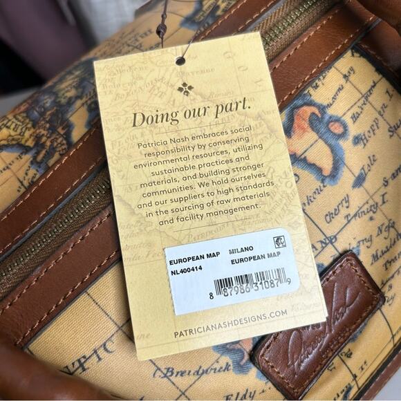 Patricia Nash Milano Weekender Duffel Bag European Map Patina Coated Linen NWT - Picture 9 of 12